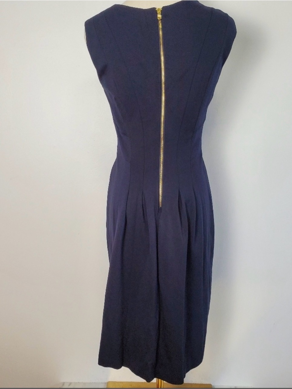 Lauren Ralph Lauren Navy Sleeveless Pleated Midi Dress - Picture 5 of 6